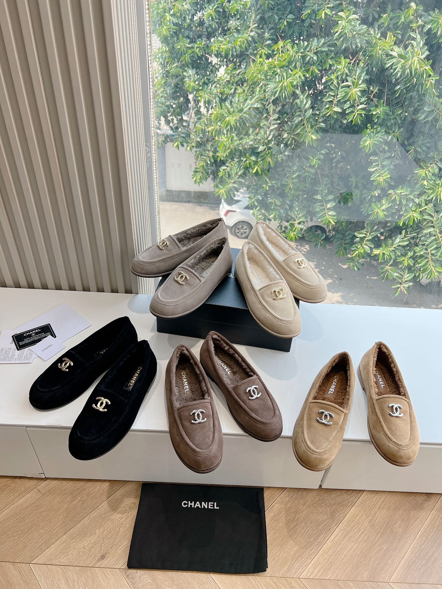 G391顶级品质CHANE*2025小香奈儿新款链条渔夫乐福鞋毛毛鞋棉鞋玛丽珍单鞋 材质：原版进口磨砂 内里：原版羊毛 