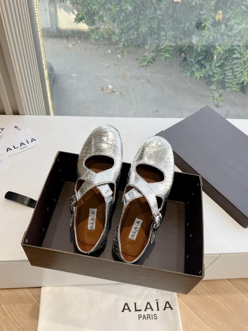 ALAIA 2025SS Ballet Flats, Silver Eel Skin, French Fairy Style, Size 35-39 1 ALAIA 2025SS Ballet Flats, Silver Eel Skin, French Fairy Style, Size 35-39
