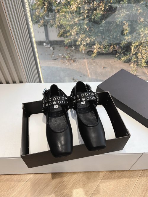 ALAIA Inspired Leather Ballet Flats with Eyelet Strap - Classic Comfort 1 ALAIA Inspired Leather Ballet Flats with Eyelet Strap - Classic Comfort