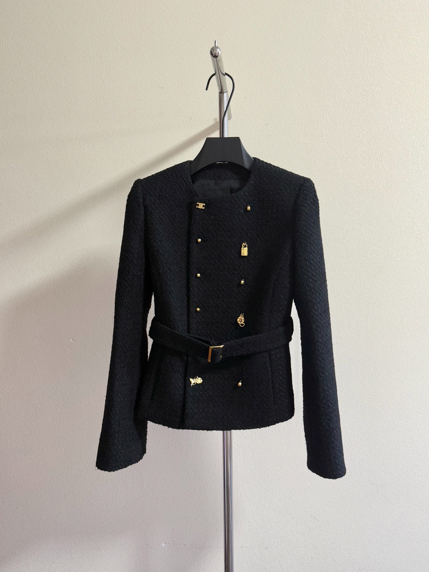 Celine Black Belted Gold Button Jacket
