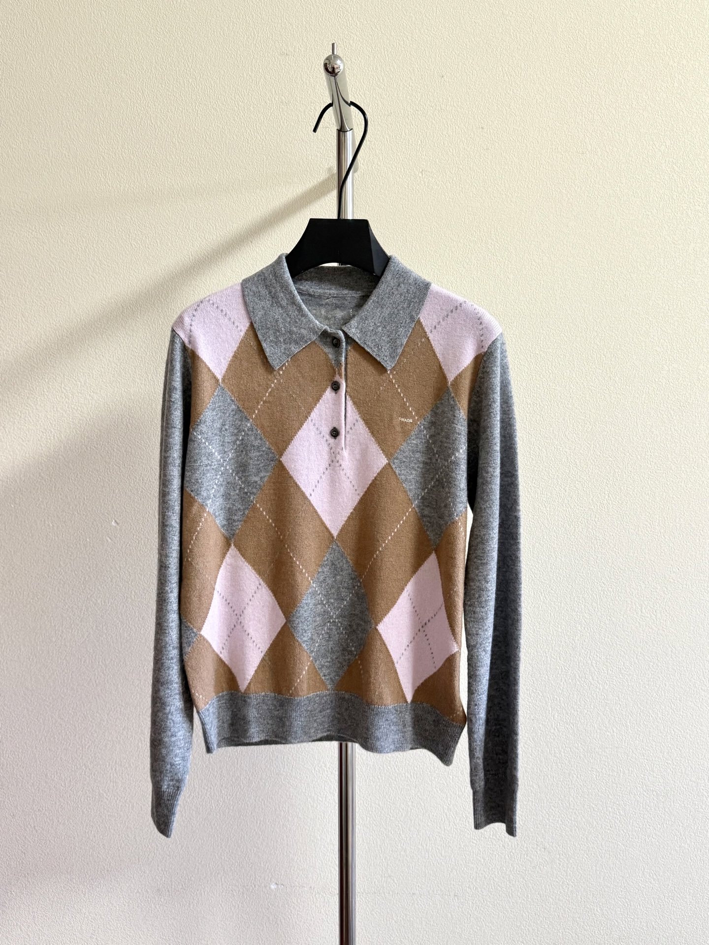 Prada Argyle Polo Sweater