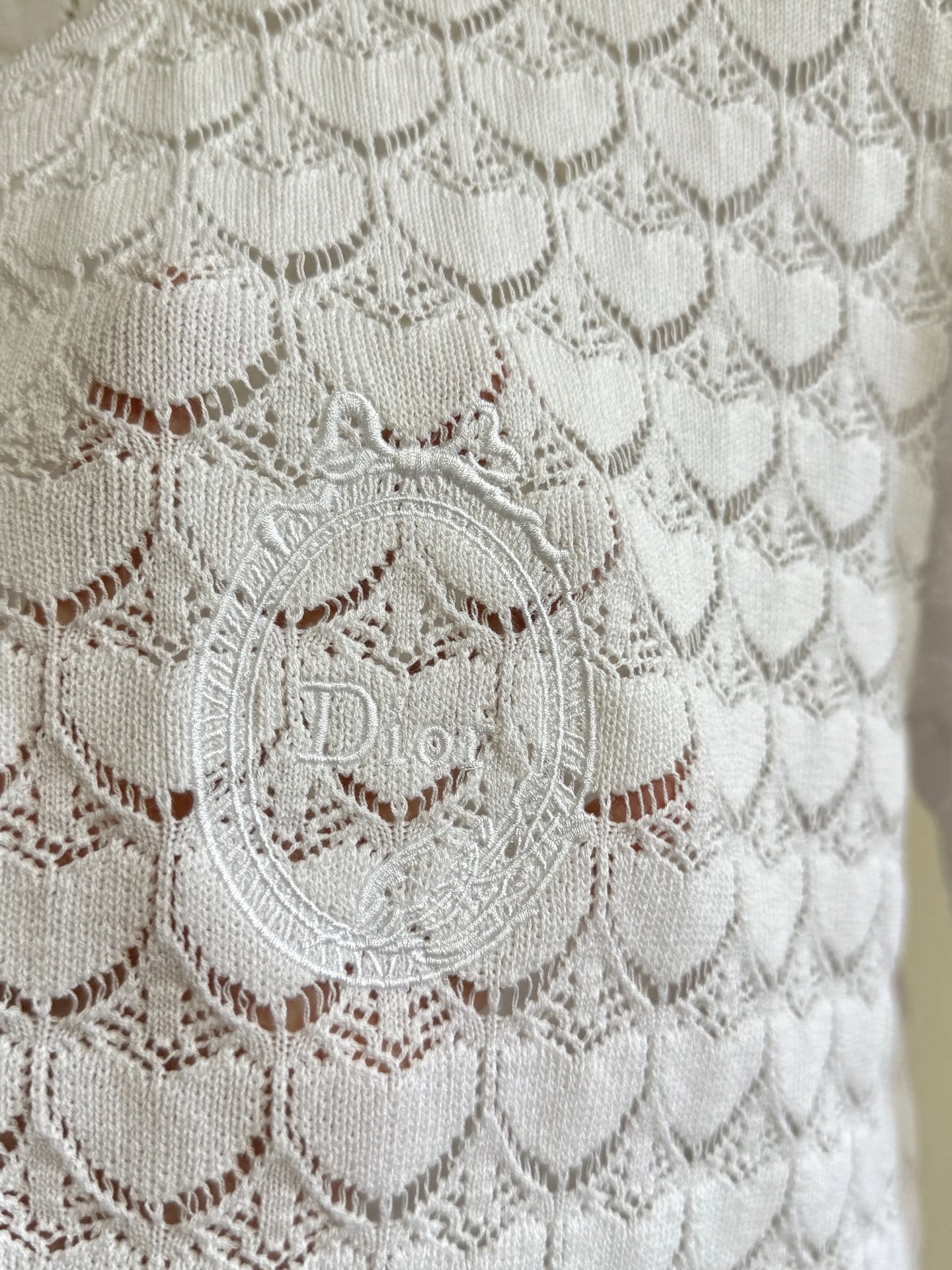 White Openwork Button Cardigan