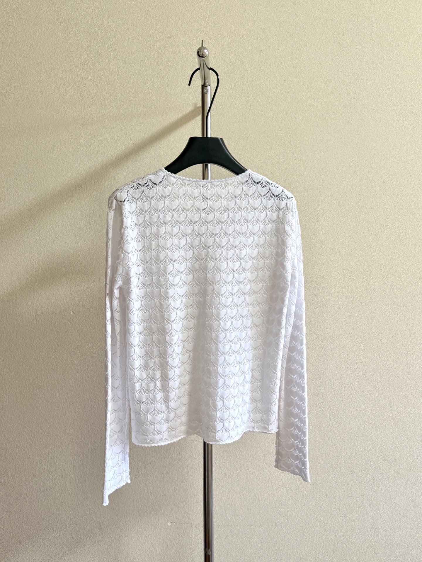 White Openwork Button Cardigan