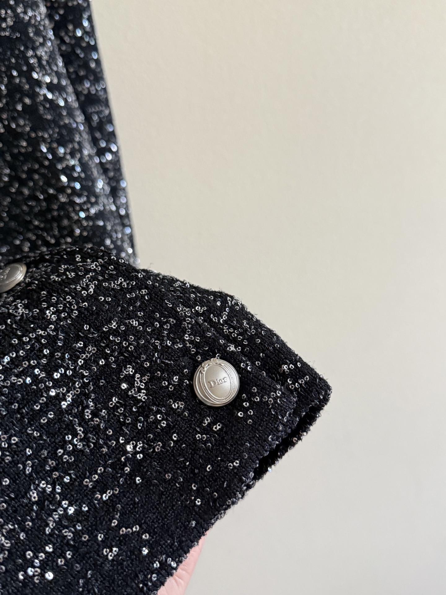 Black Sparkle Button Cardigan