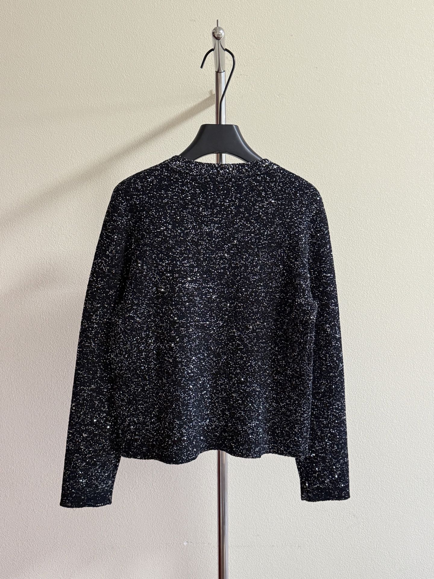 Black Sparkle Button Cardigan