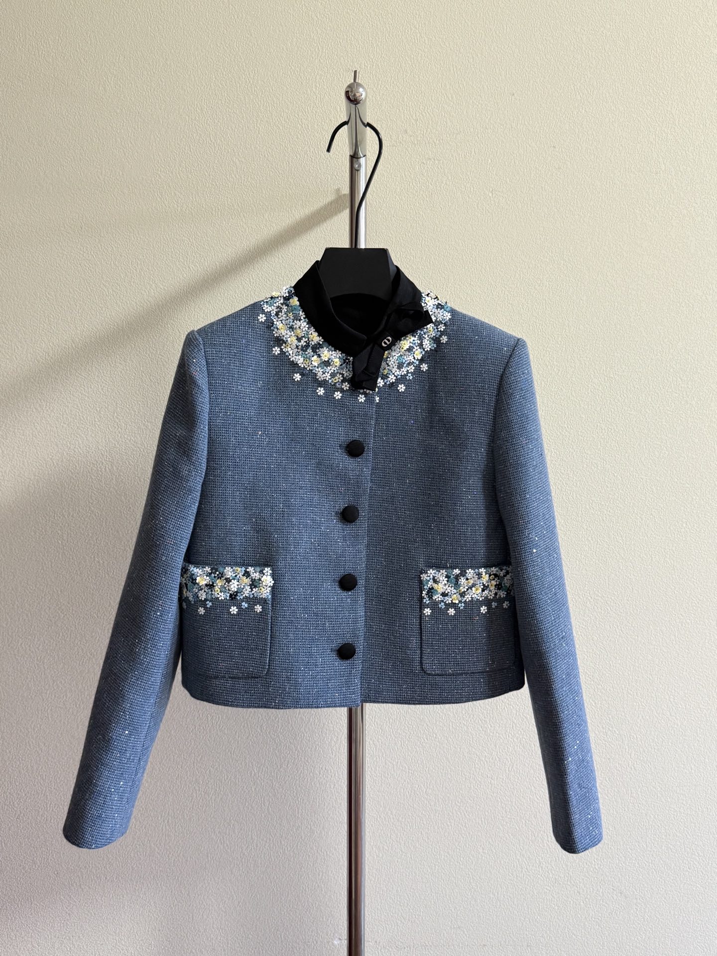 Dior Blue Embellished Collar Jacket
