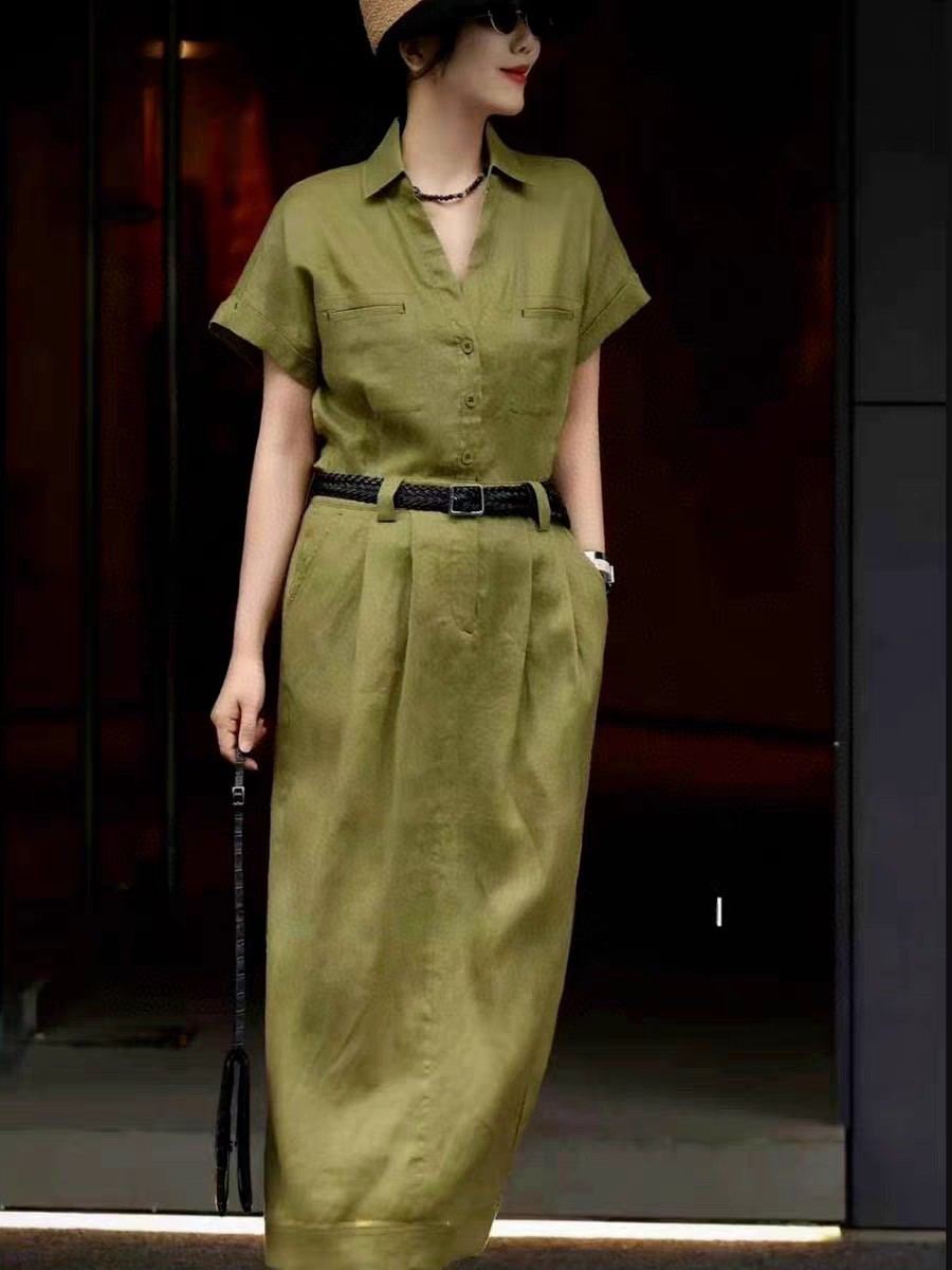 High-Quality Women’s Suit and Dress Set with Flax Material – Recommended and Packaged.