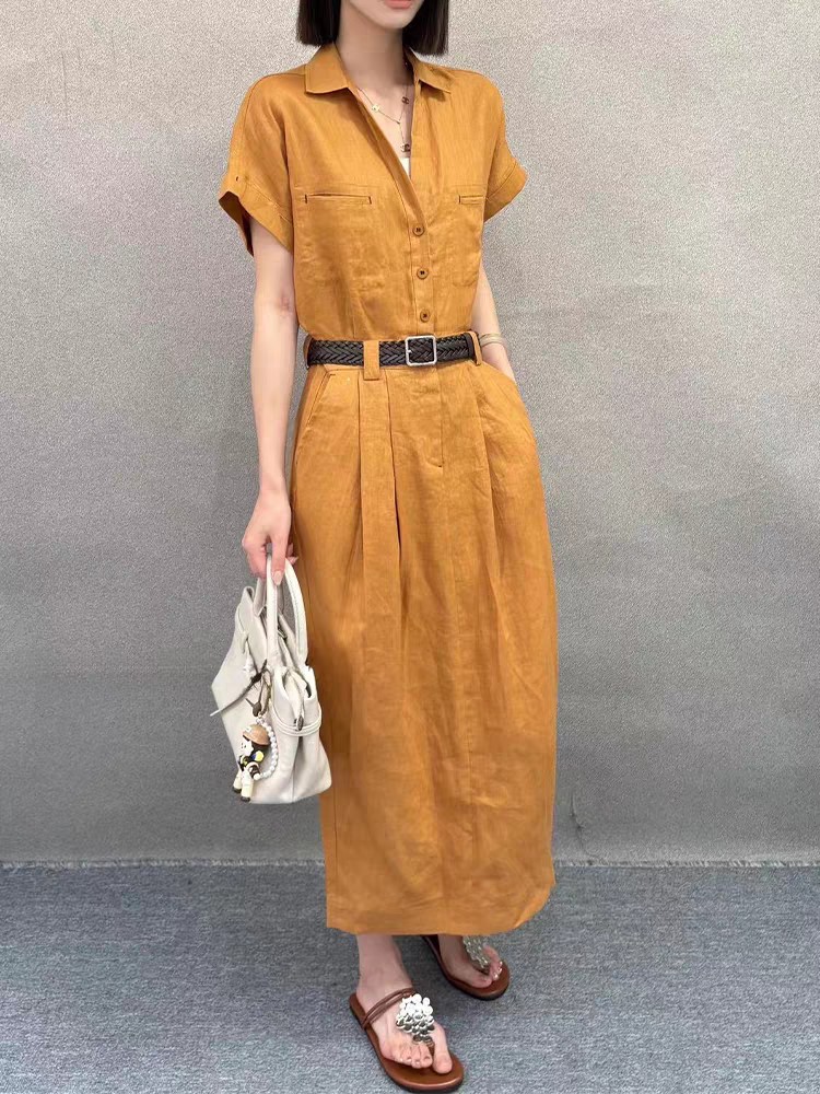 High-Quality Women’s Suit and Dress Set with Flax Material – Recommended and Packaged. - 图片 2
