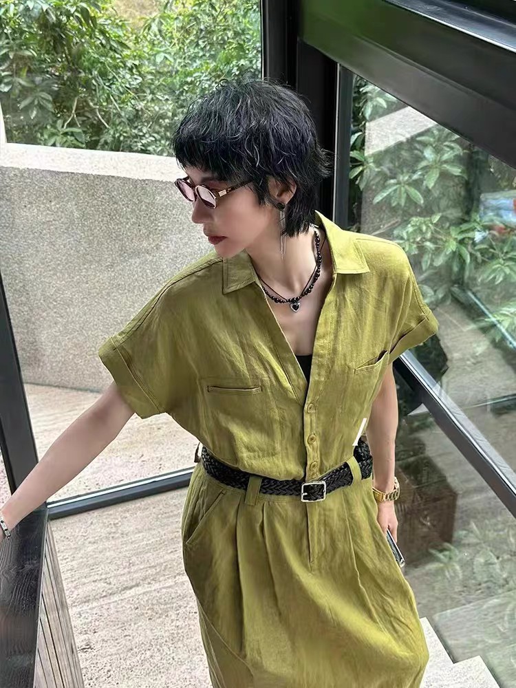 High-Quality Women’s Suit and Dress Set with Flax Material – Recommended and Packaged. - 图片 6