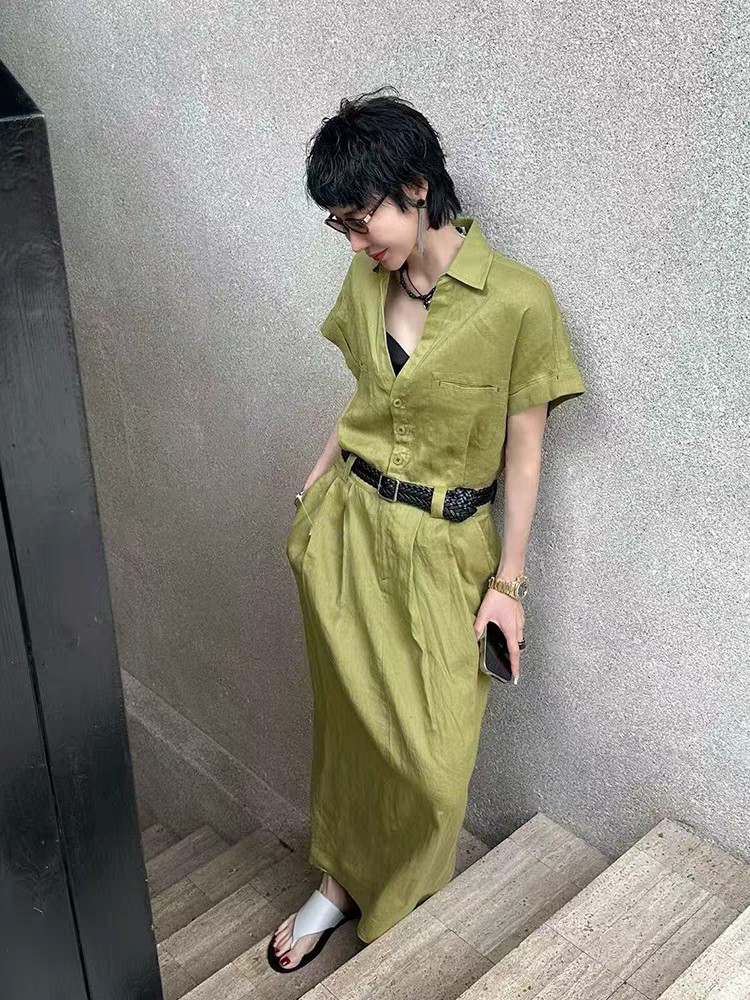 High-Quality Women’s Suit and Dress Set with Flax Material – Recommended and Packaged. - 图片 8