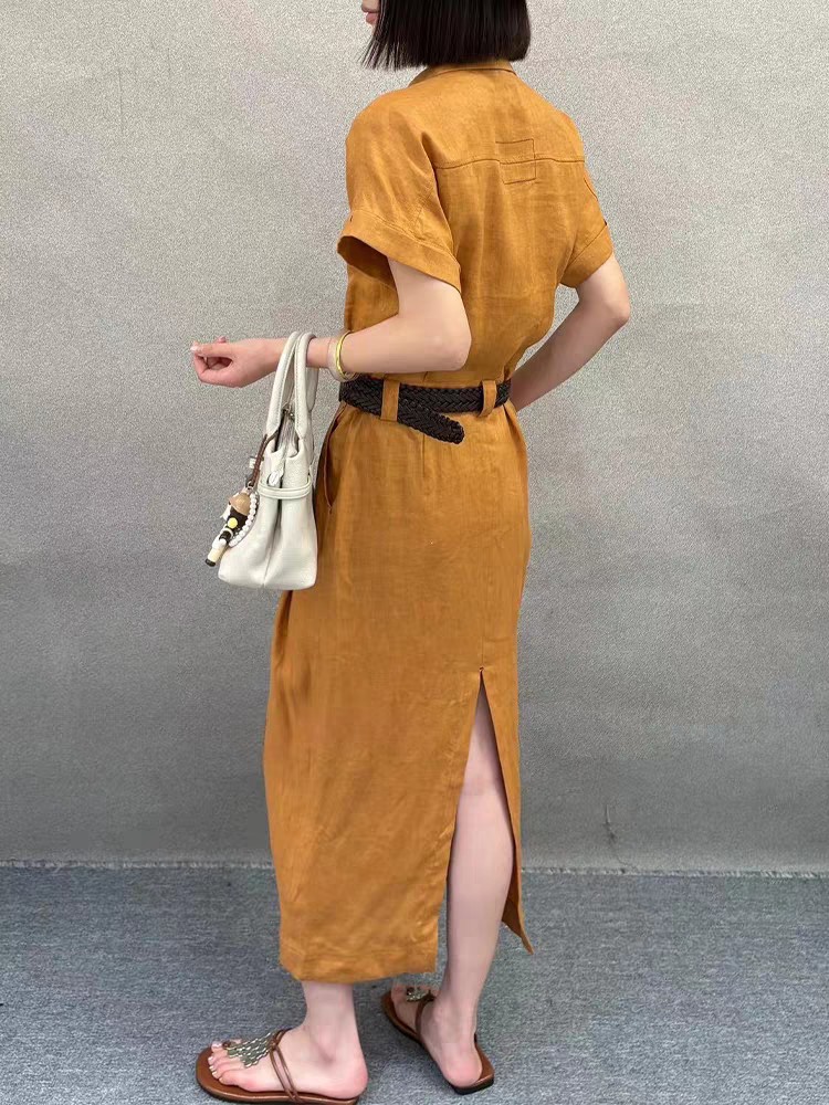 High-Quality Women’s Suit and Dress Set with Flax Material – Recommended and Packaged. - 图片 4