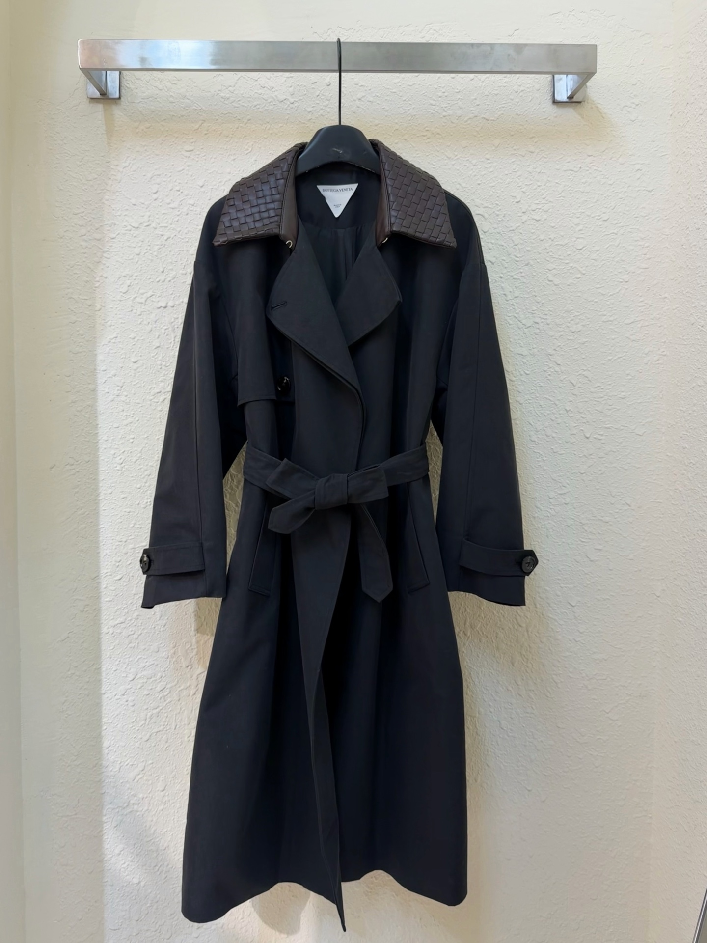 Bottega Veneta Navy Belted Trench Coat