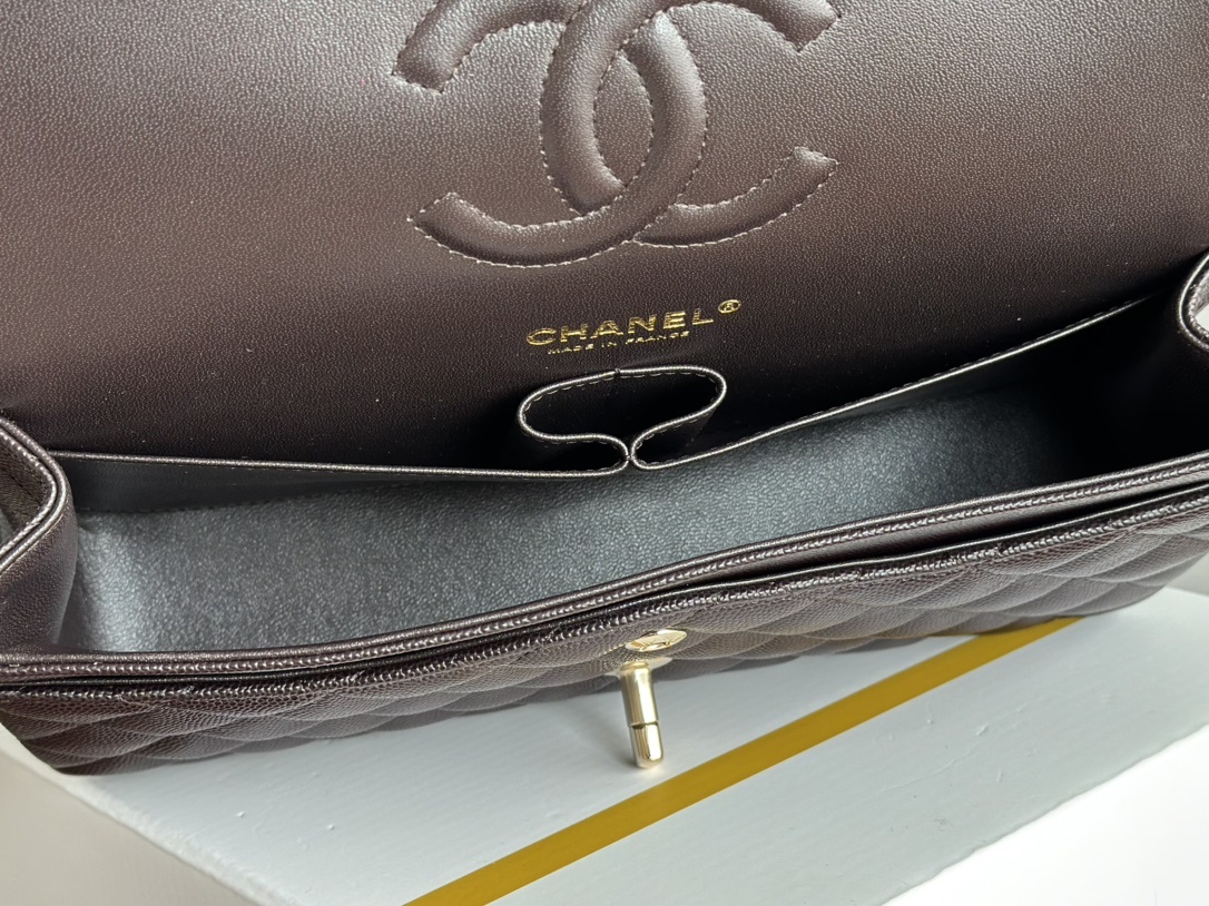 白金版▪️正品级 包装如图𝐂𝐡𝐚𝐧𝐞𝐥 𝐂𝐅 升级版 深棕色全名Classic Fla0 尺寸: 15.