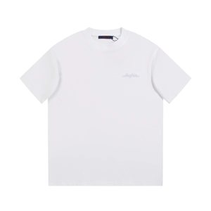 Louis Vuitton Clothing T-Shirt Black White Embroidery Unisex Combed Cotton Short Sleeve