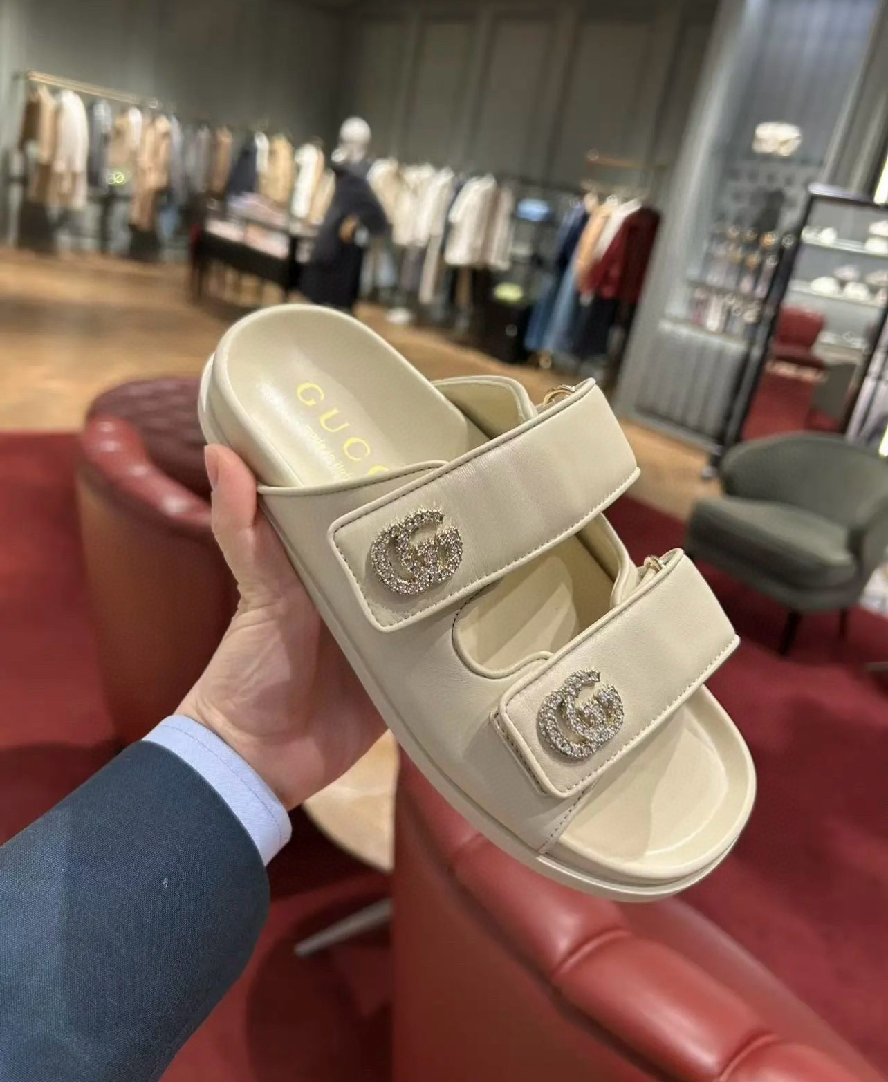 NO:385619,Gucci｜Spring and summer Two-belt double G rhinestones new products, slippers, gucci, slippers19860909Gucci｜春夏 二带双G水钻拖带新品,拖鞋,gucci,slippers,Women's Shoes