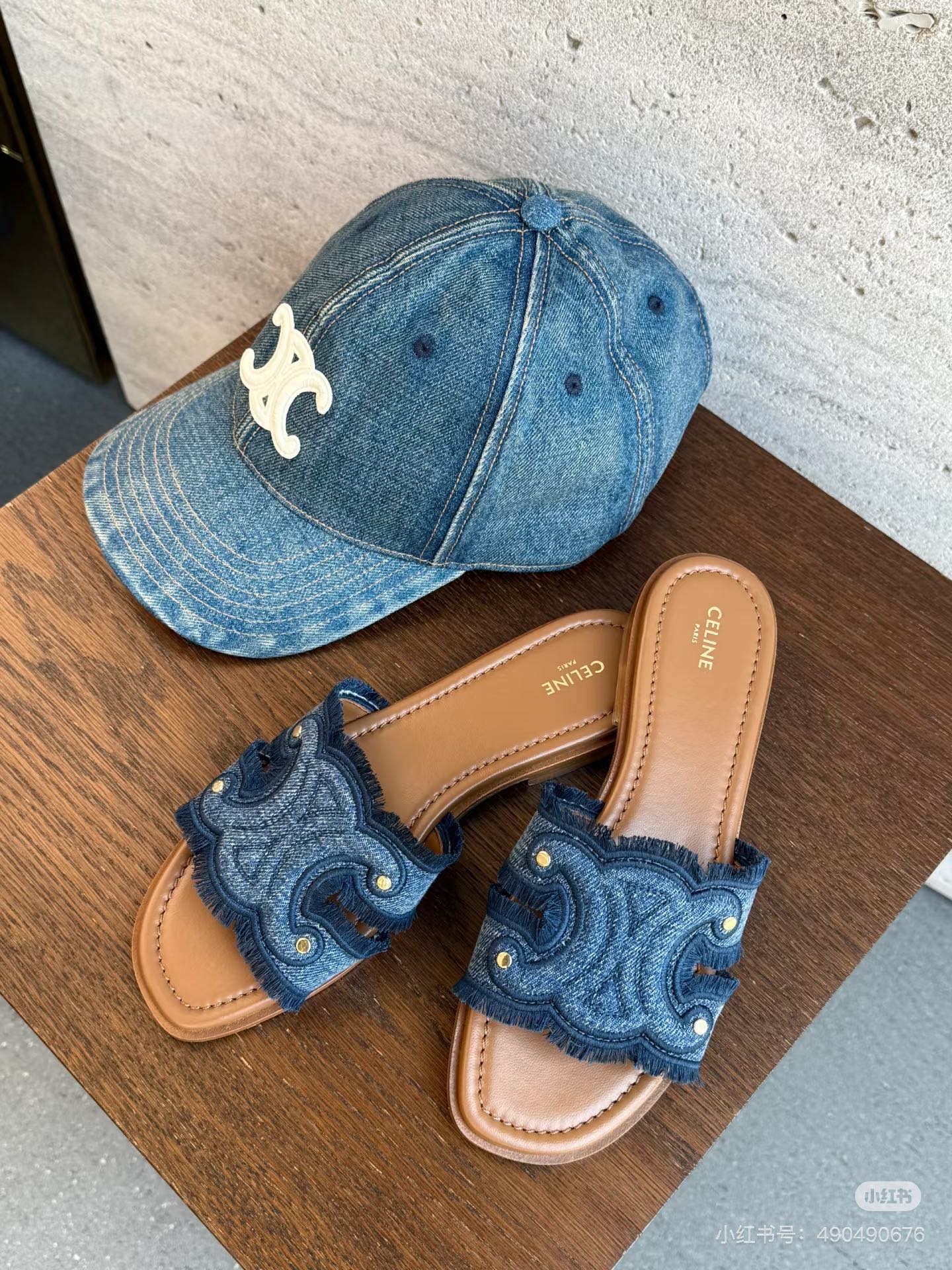 NO:404727,CELINE｜Vacation series Denning denim slippers new products, slippers, celine, slippers19860909CELINE｜度假系列 丹宁牛仔拖鞋新品,拖鞋,celine,slippers,Women's Shoes