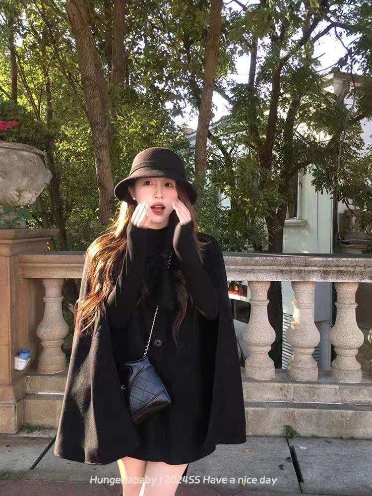 P702 HIGH-QUALITY WOMEN’S OUTFITS WITH DUST-PROOF BAGS AND TWO-FACED FRAGRANCE CAPE COAT SMLXL