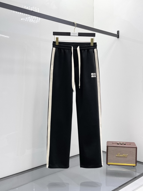 Miu Miu Women's Classic Logo Side Stripe Casual Pants - Spring/Summer 2025