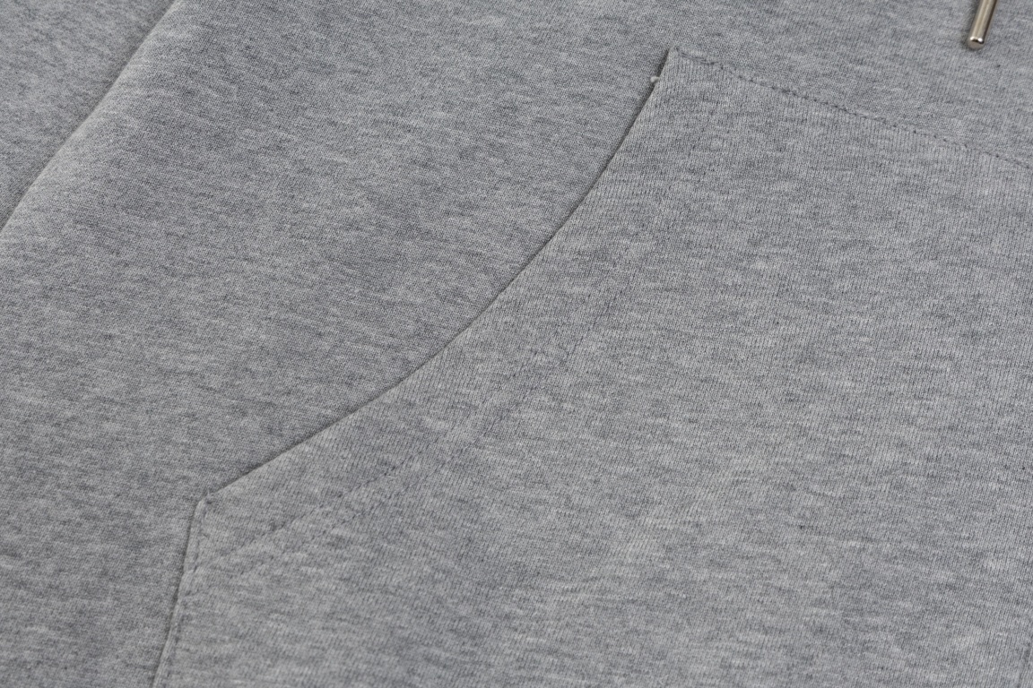 Embroidered Zipper Jacket in Double-Gartered Cotton with Loose Fit, Black Grey Color - 图片 7