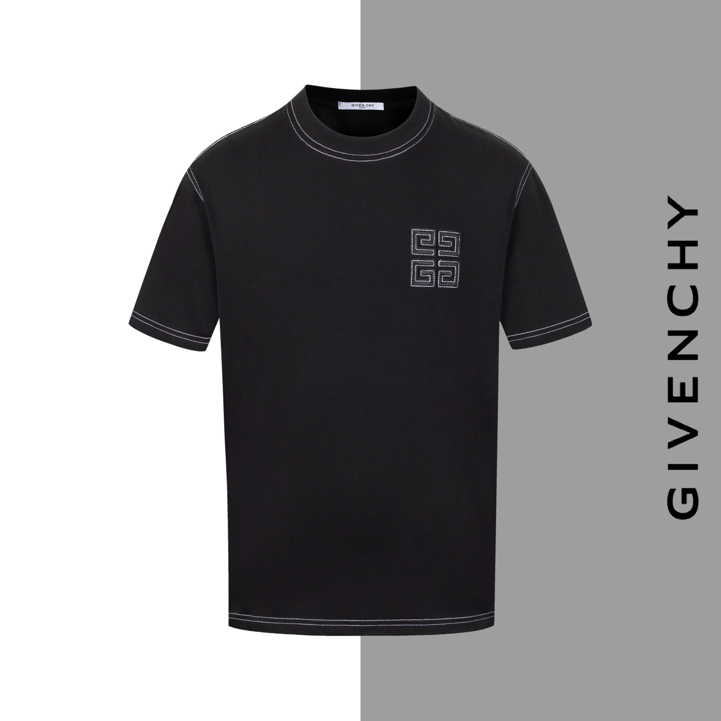 Número de estilo # Z37 Icono bordado de Givenchy Letra de color inverso cuello redondo manga corta Sitio web oficial de…