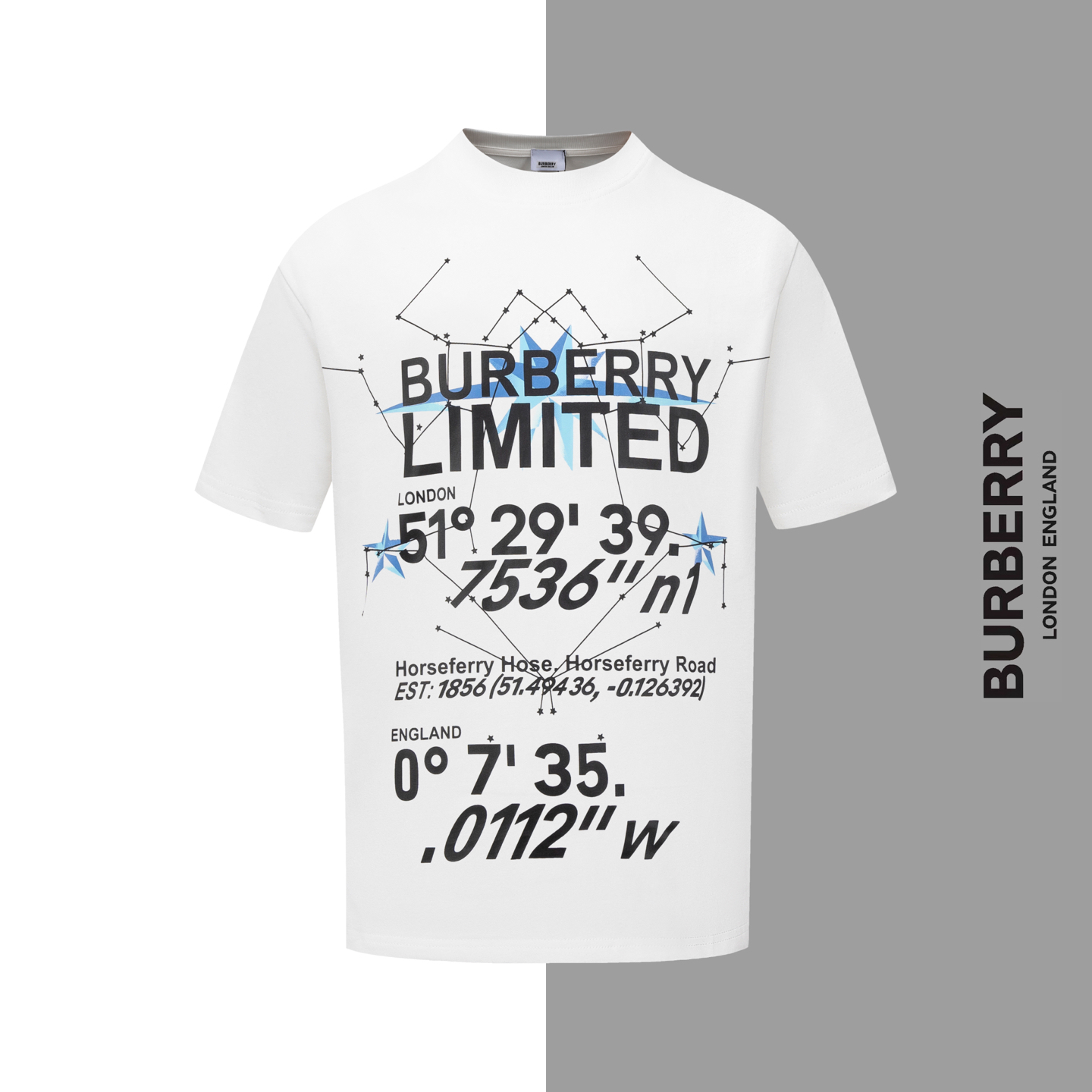 Número de estilo # Z38 Letra y número de estrella de Burberry impresos cuello redondo manga corta Sitio web oficial de …