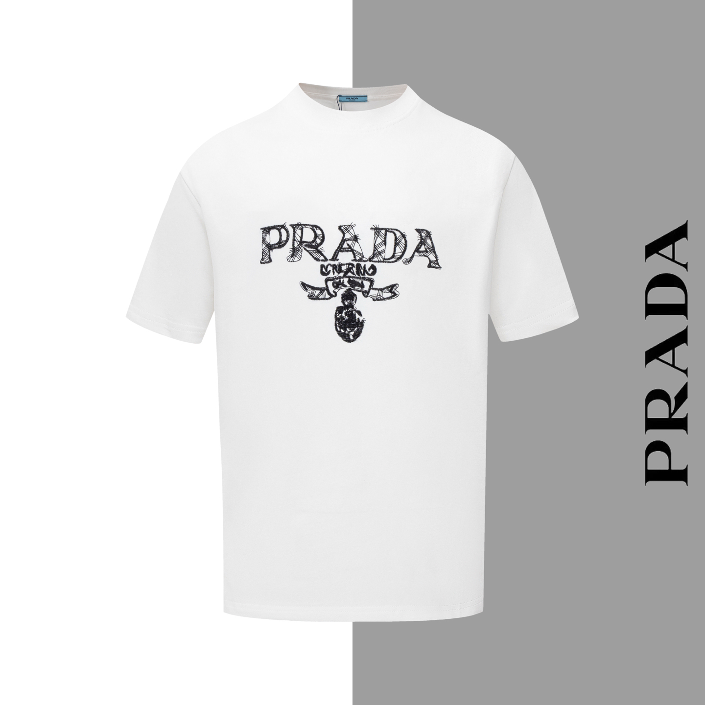 Número de estilo # Z59 Letras Prada edición limitada logotipo grande bordado cuello redondo mangas cortas Mismo estilo …