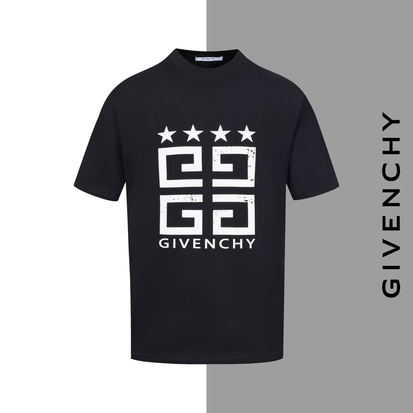 Número de estilo # Z85 Estrella de cinco puntas de Givenchy desgastada etiqueta grande cuello redondo manga corta Sitio…