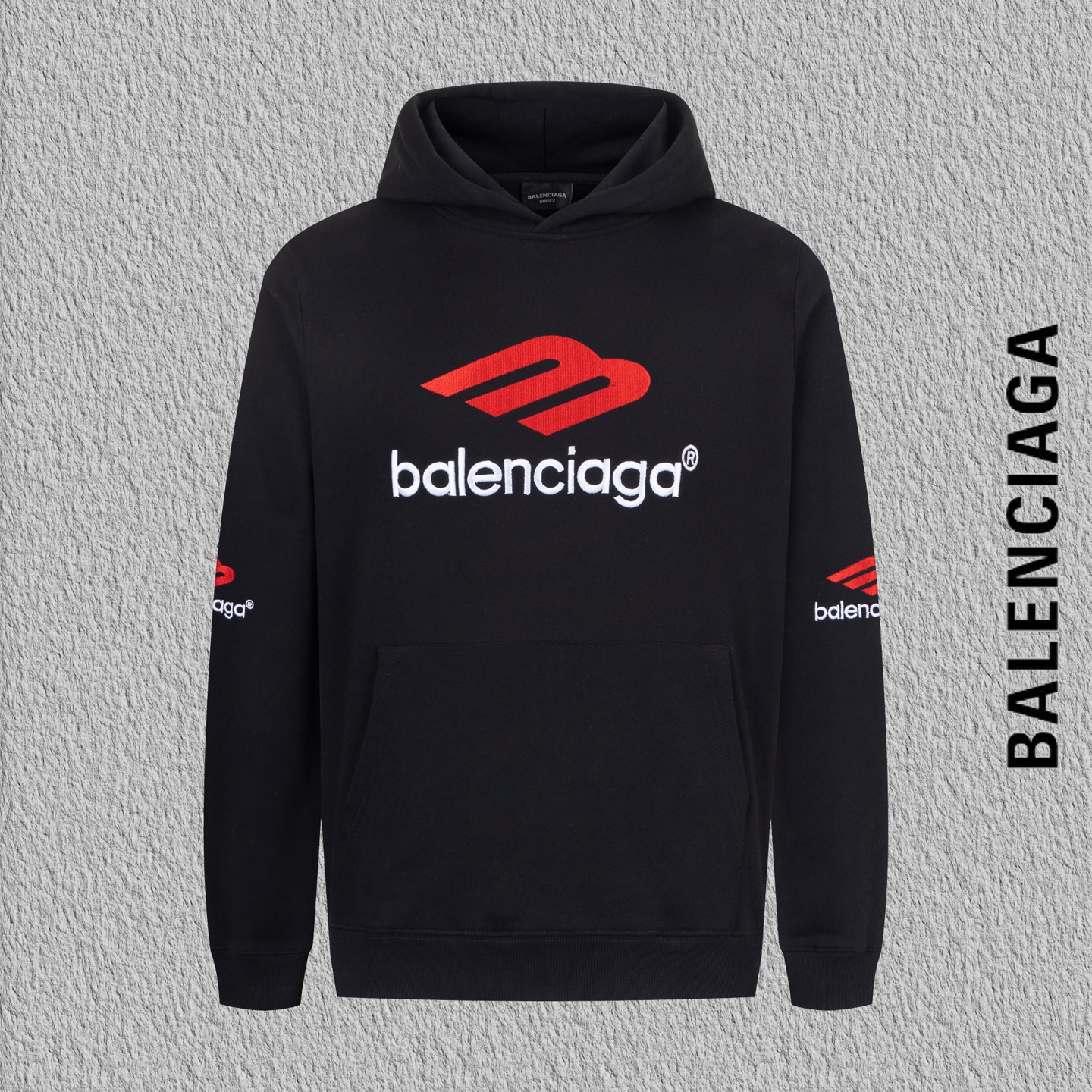 P135 estilo B100, sudadera con capucha de París con bordado de etiqueta M y múltiples etiquetas, BALENCIAGA, igual que …