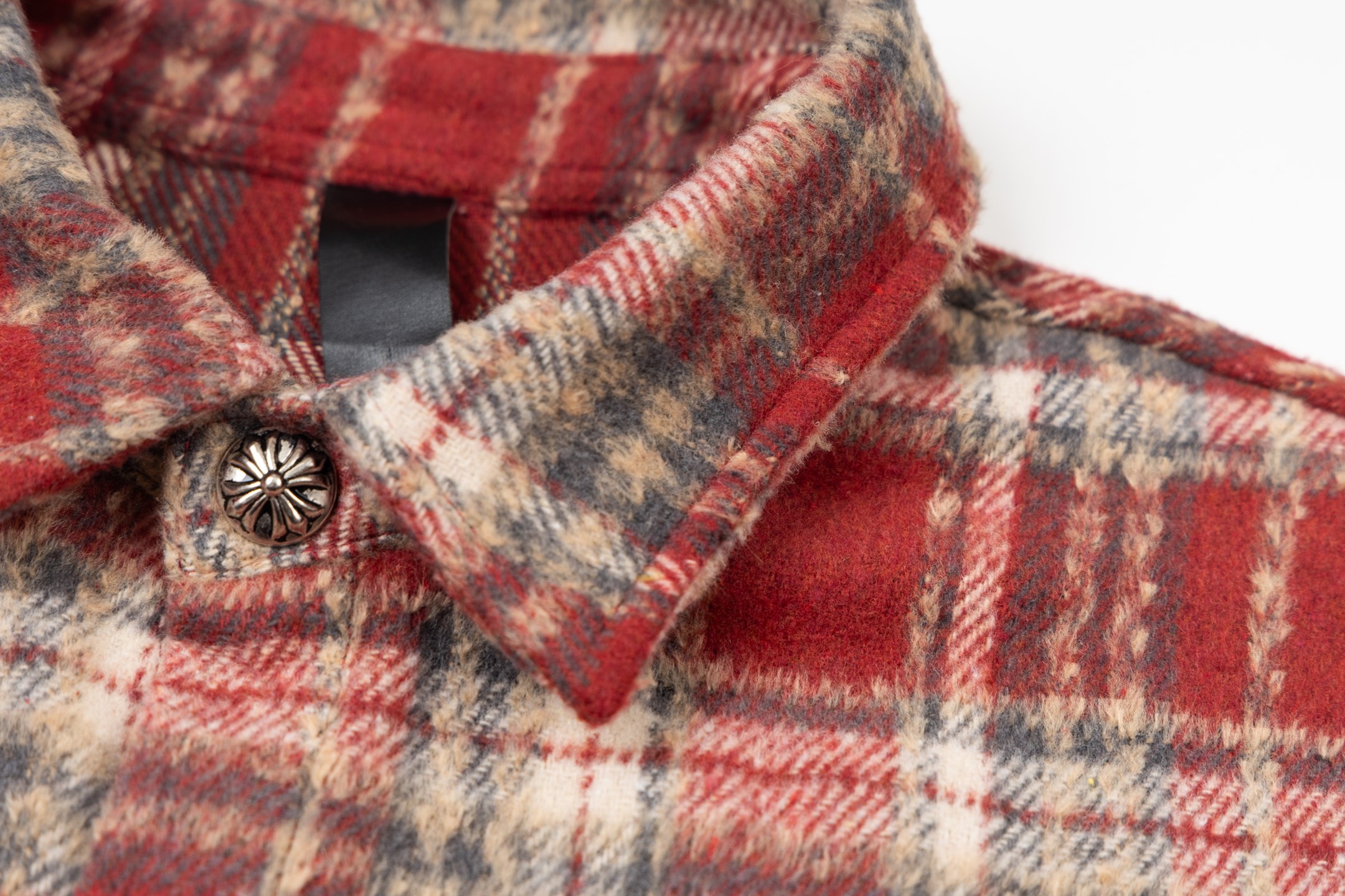 クローシン流苏格子刺绣皮標衬衫 - 高級刺繍とレーザー切り牛皮