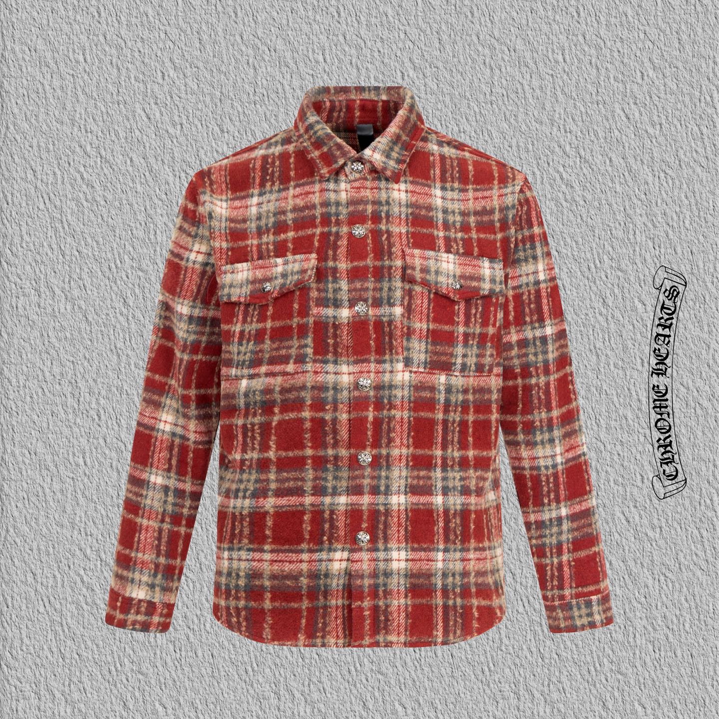 クローシン流苏格子刺绣皮標衬衫 - 高級刺繍とレーザー切り牛皮