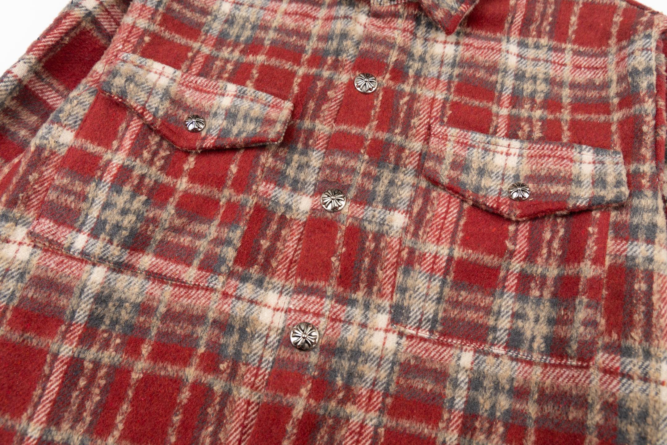 クローシン流苏格子刺绣皮標衬衫 - 高級刺繍とレーザー切り牛皮