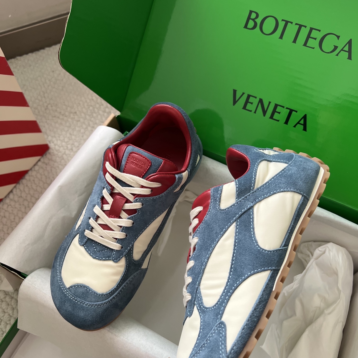 Bottega Veneta Orbit Retro Mesh Suede Casual Sneakers