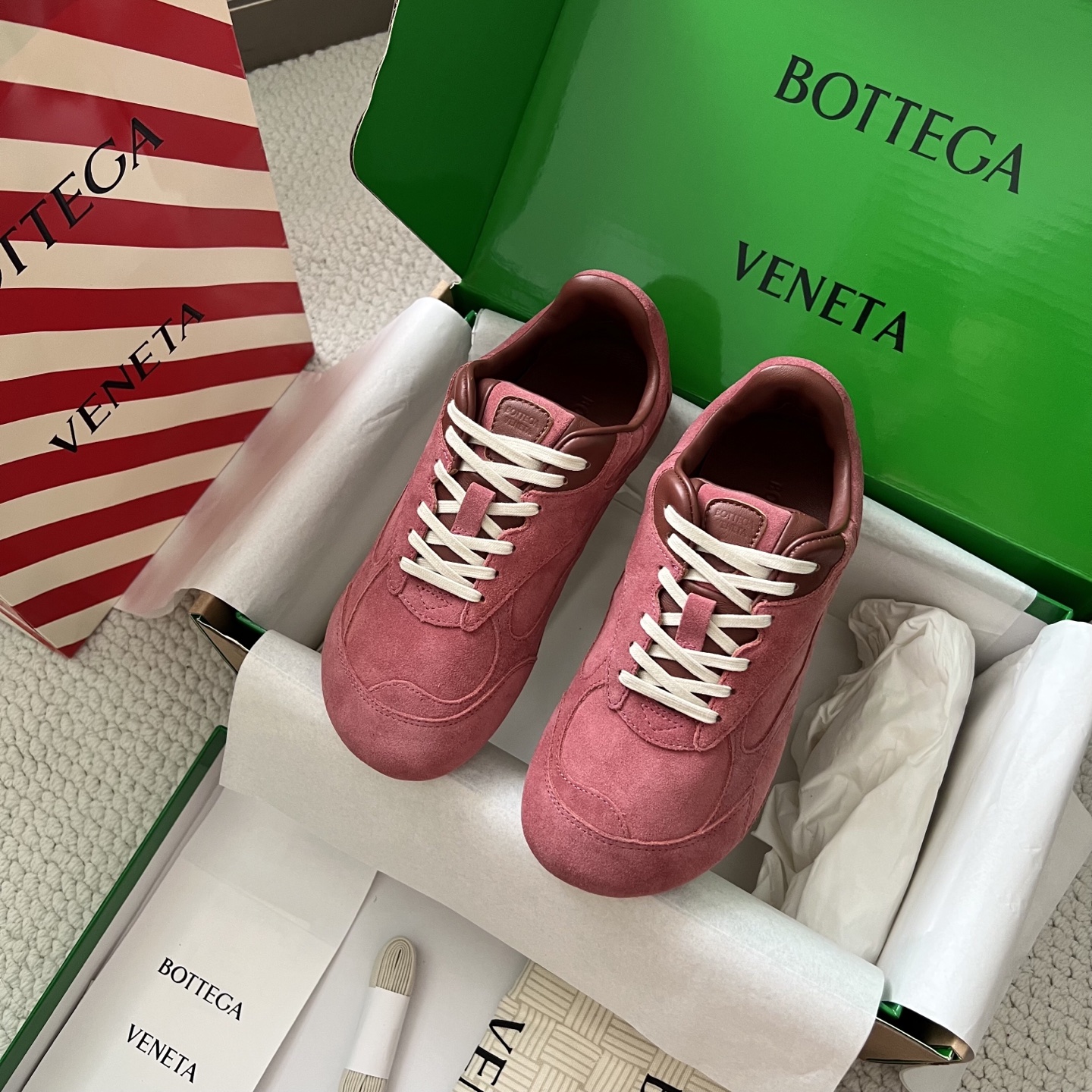 Bottega Veneta Retro Casual Sneakers Mesh Suede
