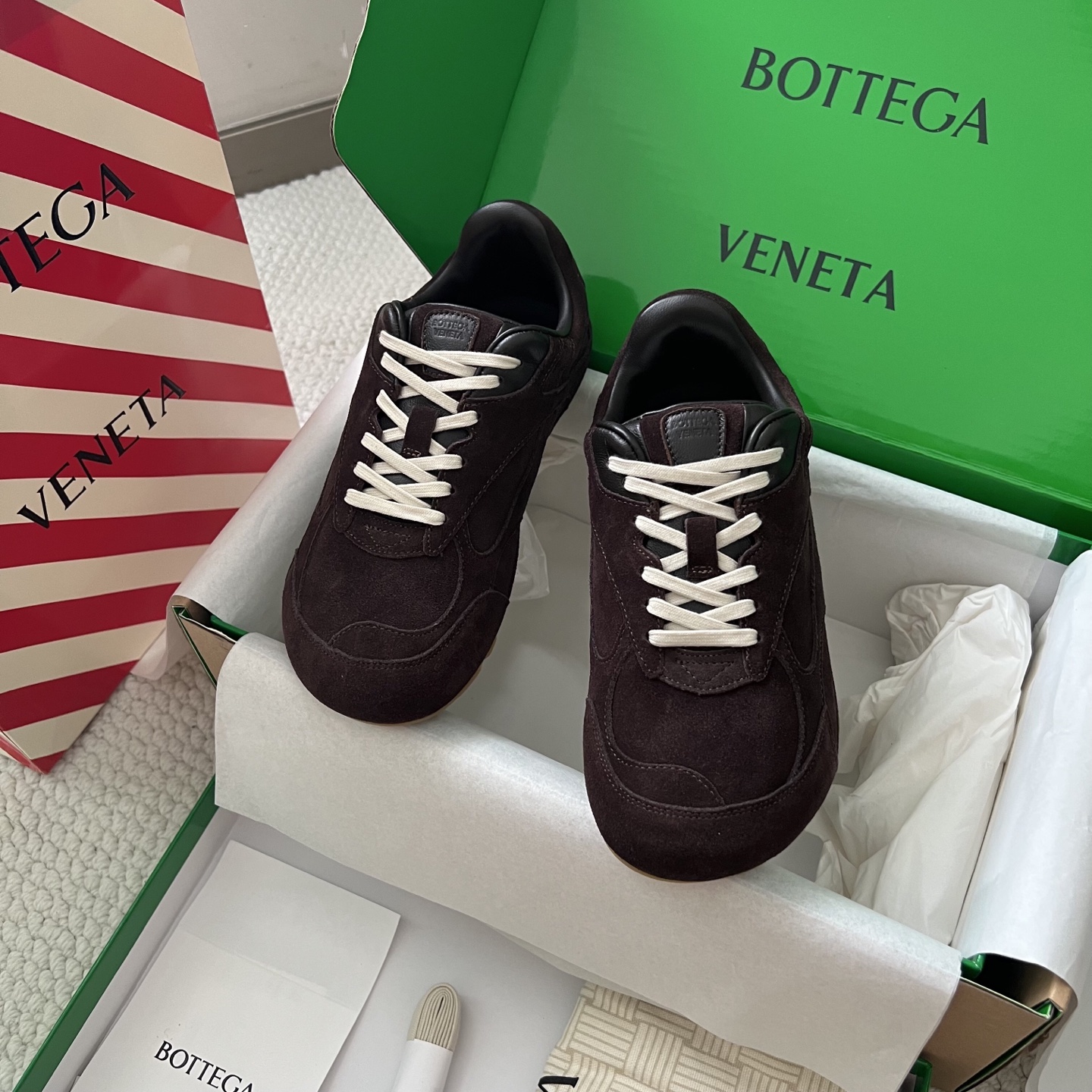 Bottega Veneta Orbit Retro Casual Sneakers Mesh Suede