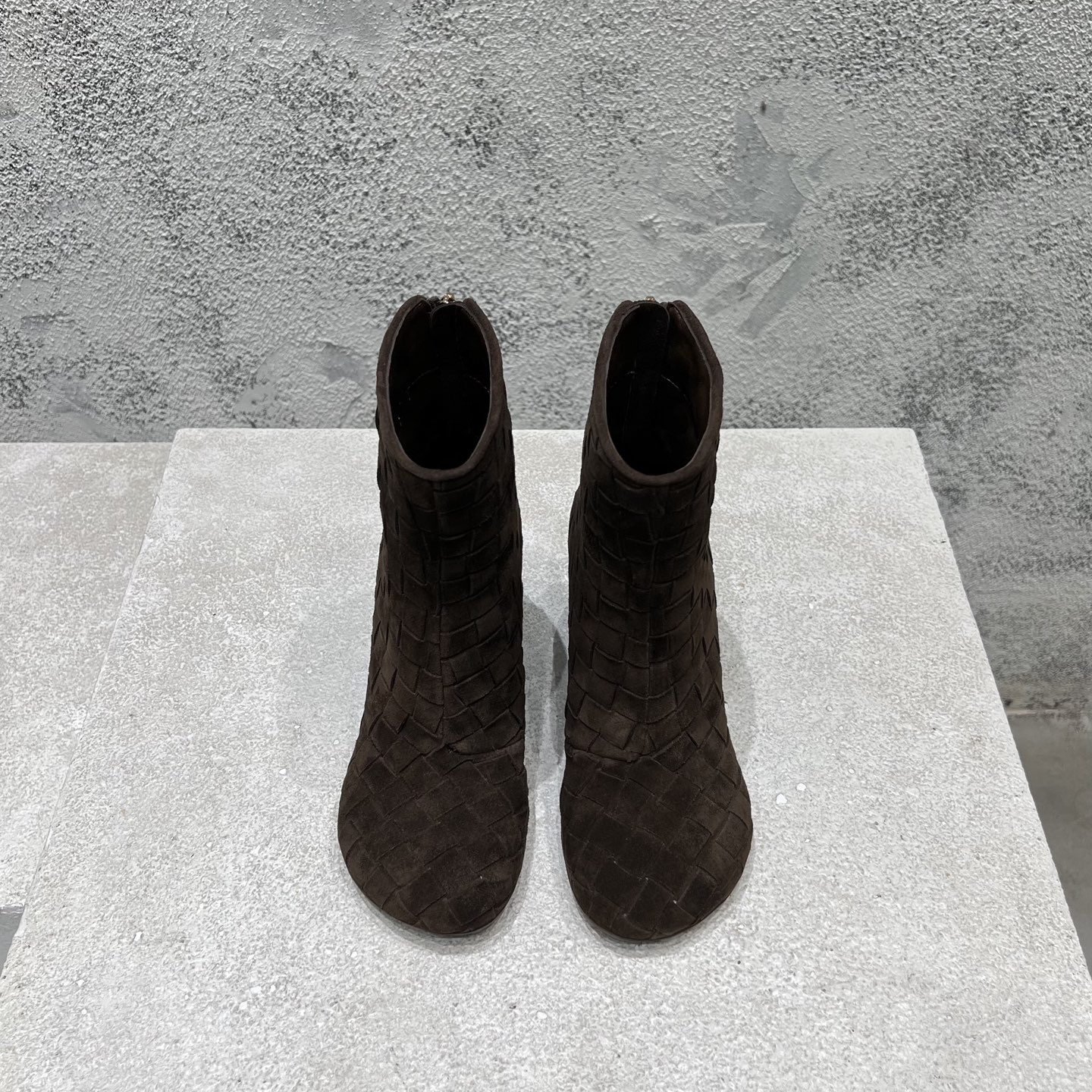 Bottega Veneta Intrecciato Ankle Boots Suede Calfskin