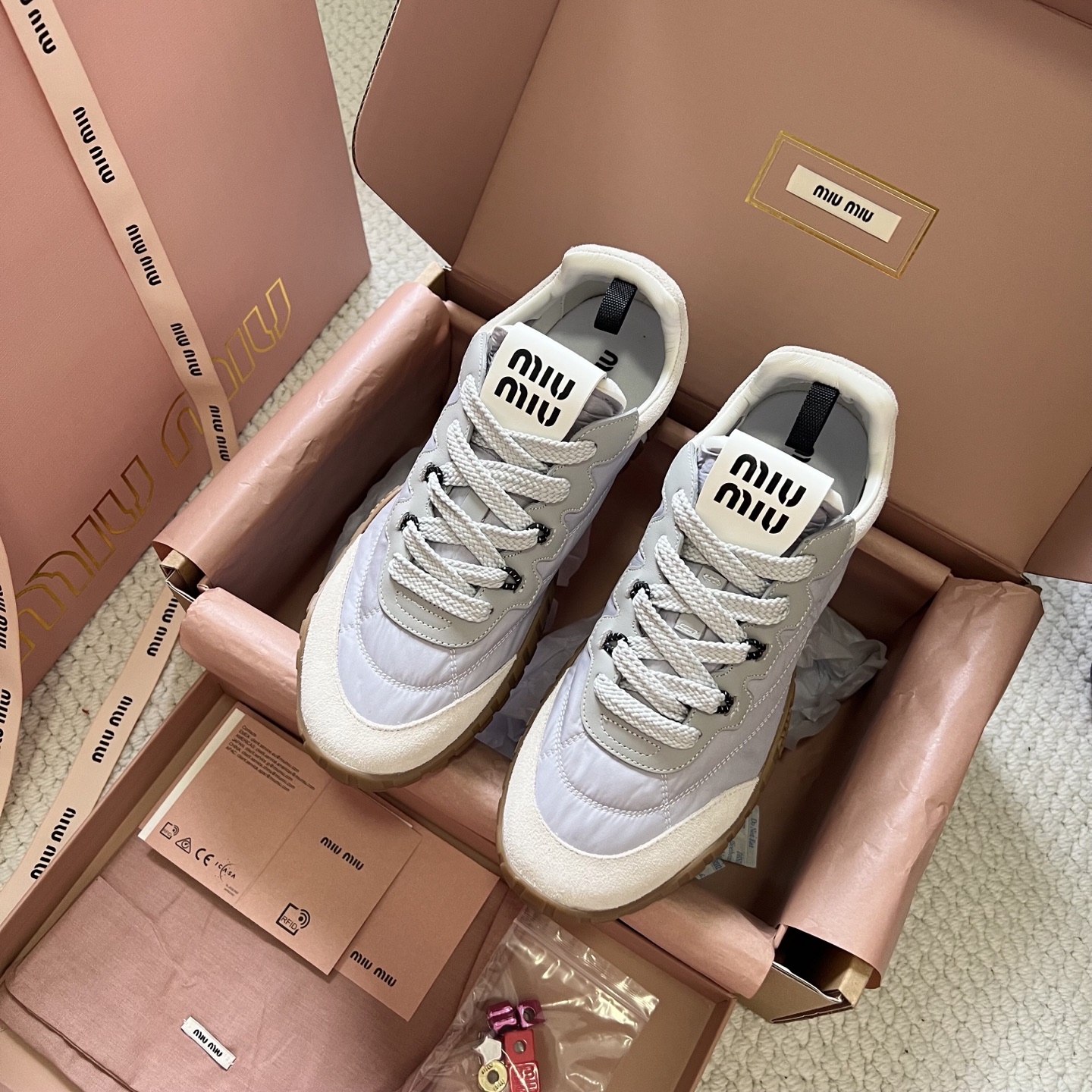 MiuMiu кеды повседневные, парусина, велюровая кожа, липучки, толстая подошва