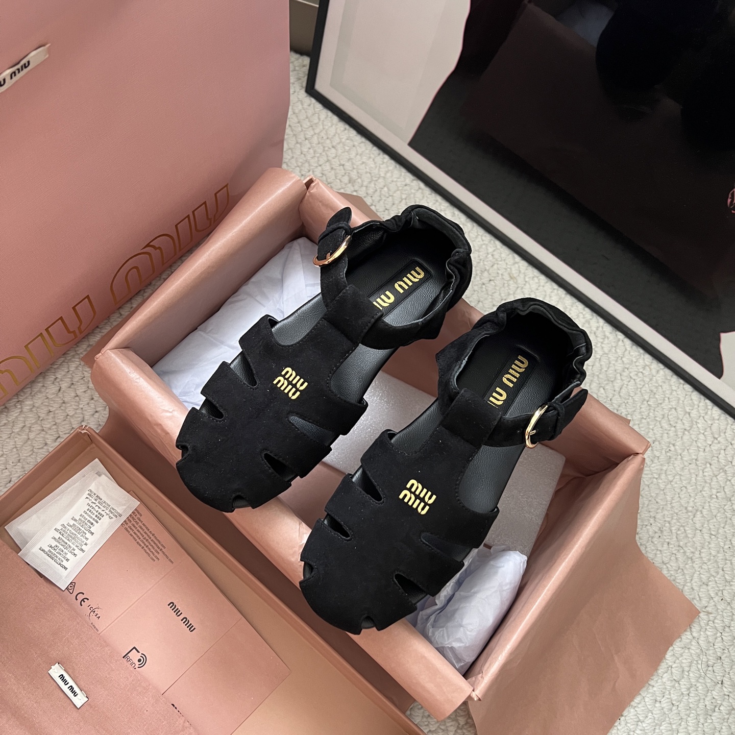 MiuMiu Mary Jane Ballet Flats Leather Black