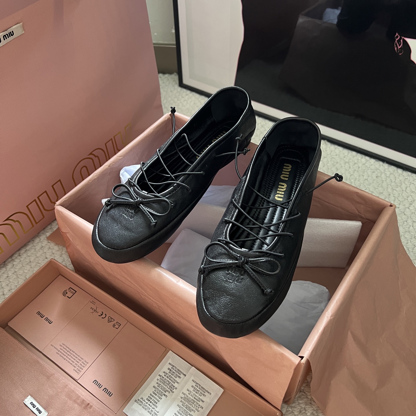Miu Miu Ballet Flats Sheepskin Lace-Up Flat