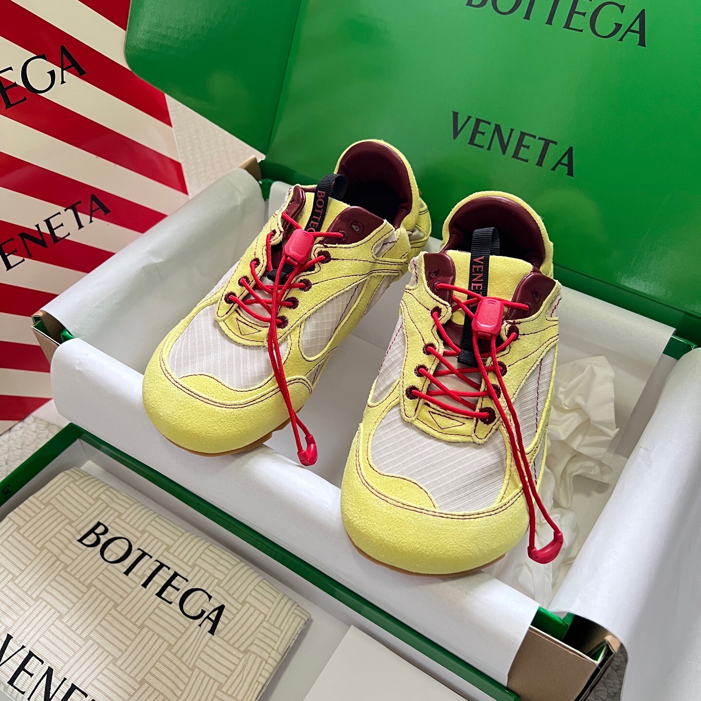 Bottega Veneta Casual Sneakers Mesh Leather Lace-Up