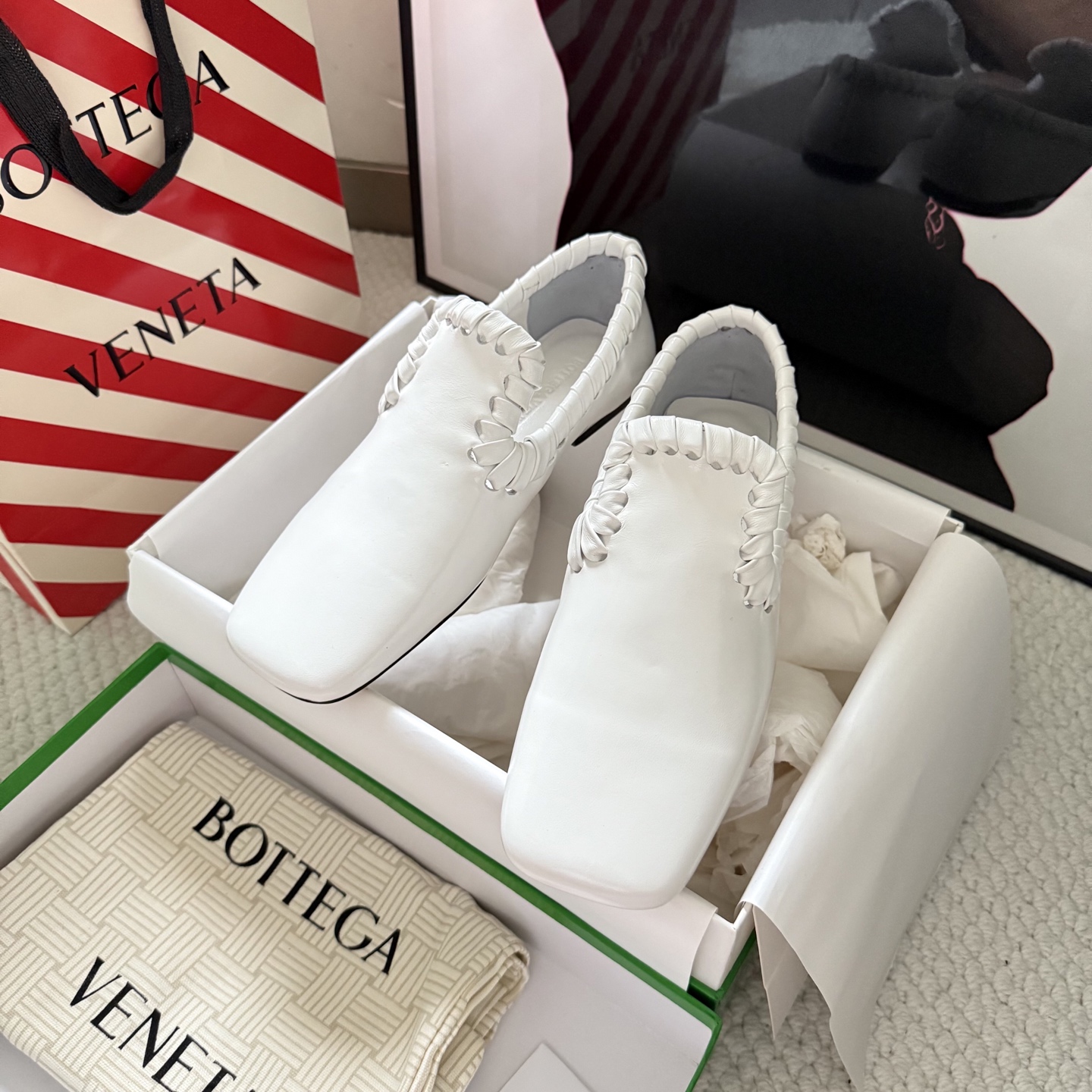Bottega Veneta Women's Loafers Leather Woven Kitten Heel