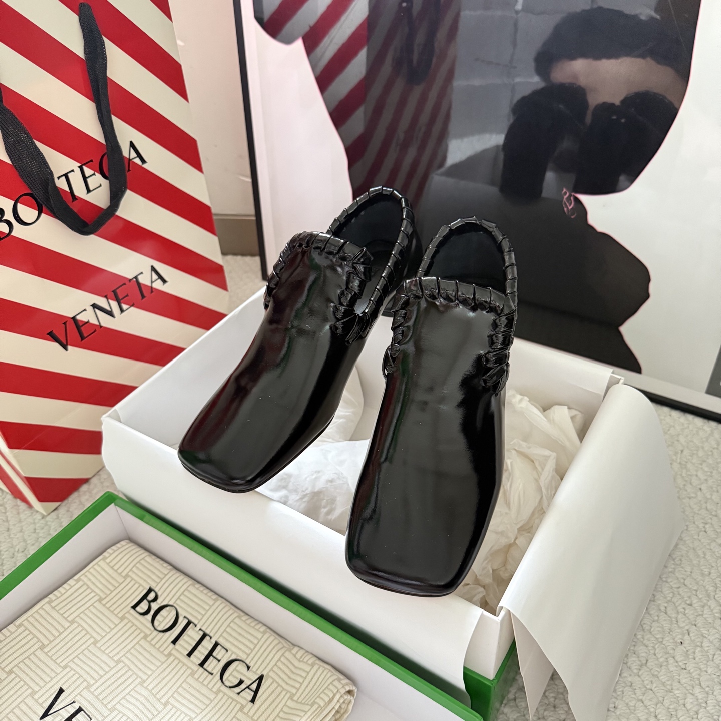 Bottega Veneta Women's Loafers Woven Leather Kitten Heel