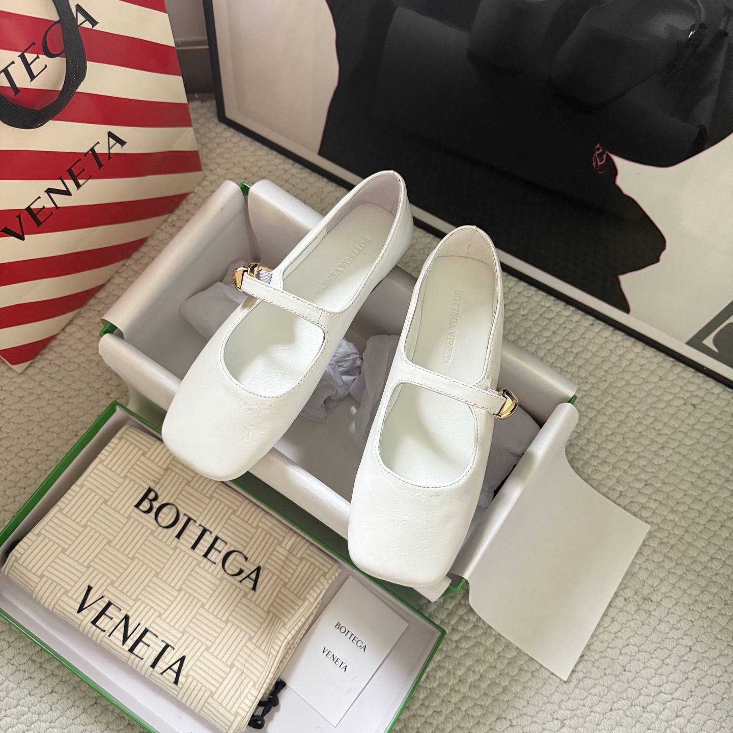 Bottega Veneta Mary Jane flats sheepskin square toe metal buckle