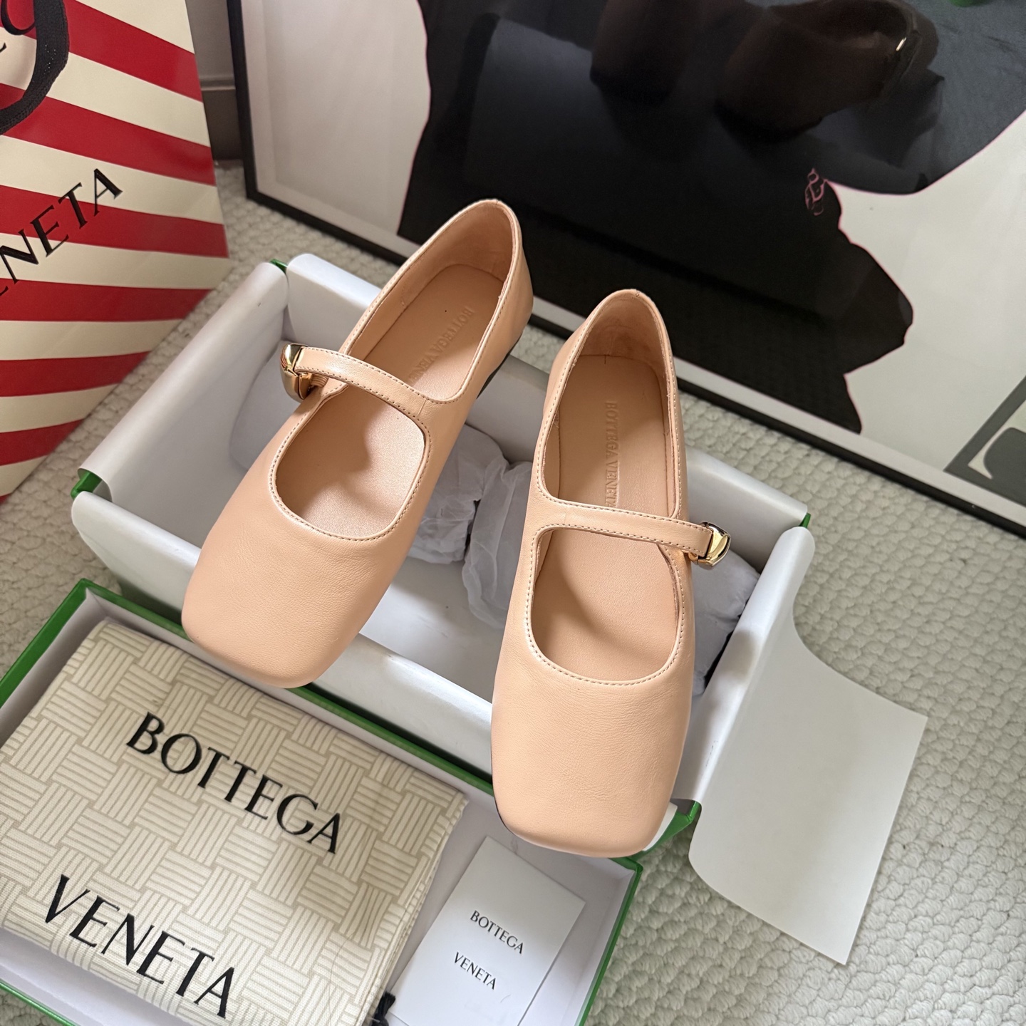 Bottega Veneta Mary Jane flats sheepskin square toe metal buckle