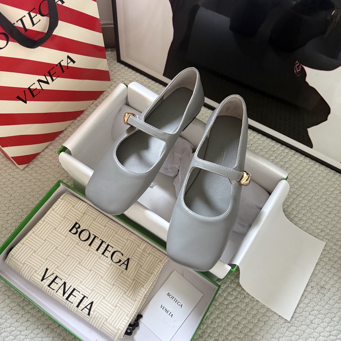 Bottega Veneta Mary Jane flats sheepskin square toe metal buckle