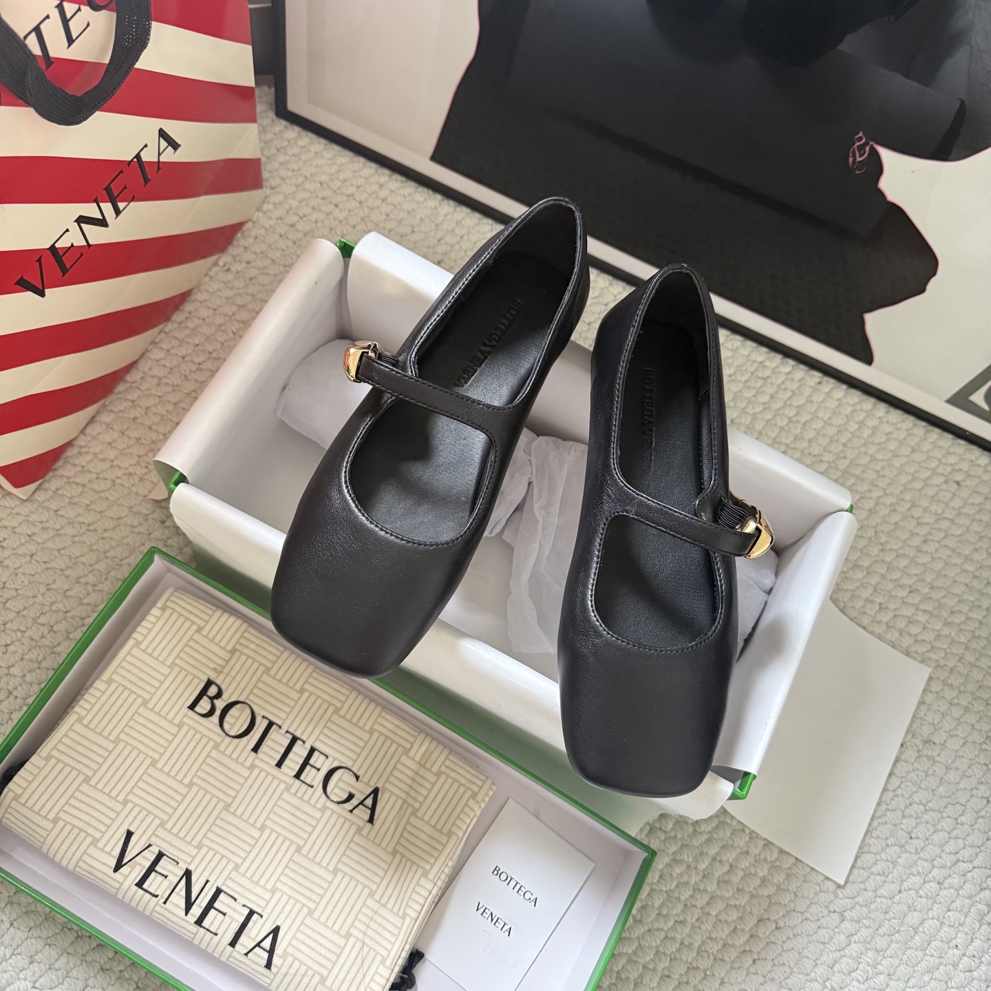 Bottega Veneta Mary Jane flats sheepskin square toe metal buckle