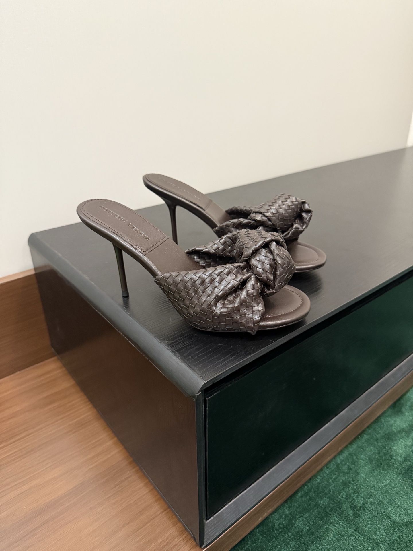 Bottega Veneta Women's Mules Woven Leather Knot Stiletto Heel
