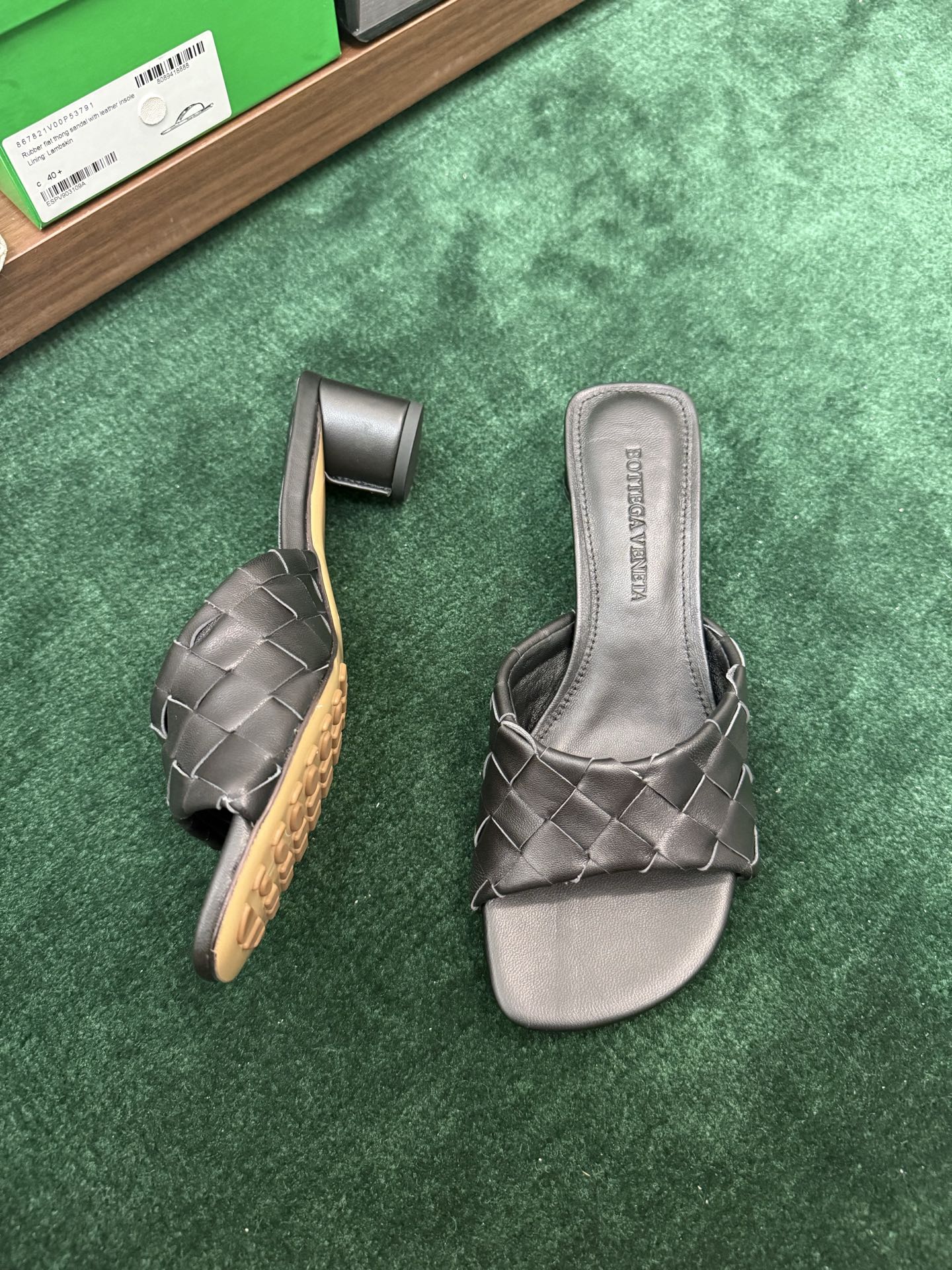 BV Woven Block Heel Slides