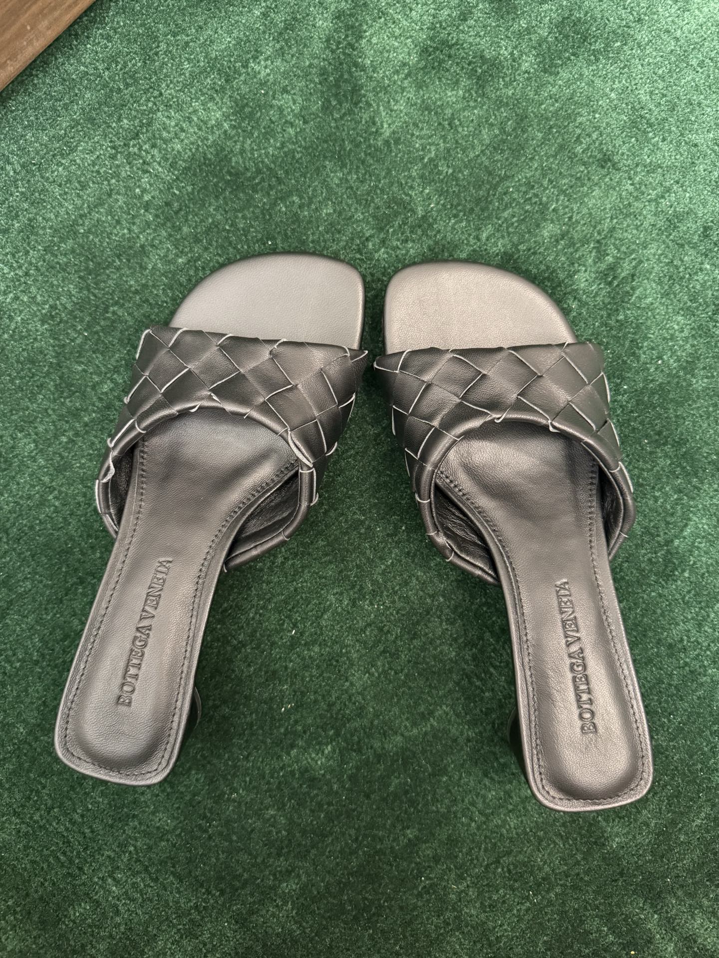 BV Woven Block Heel Slides