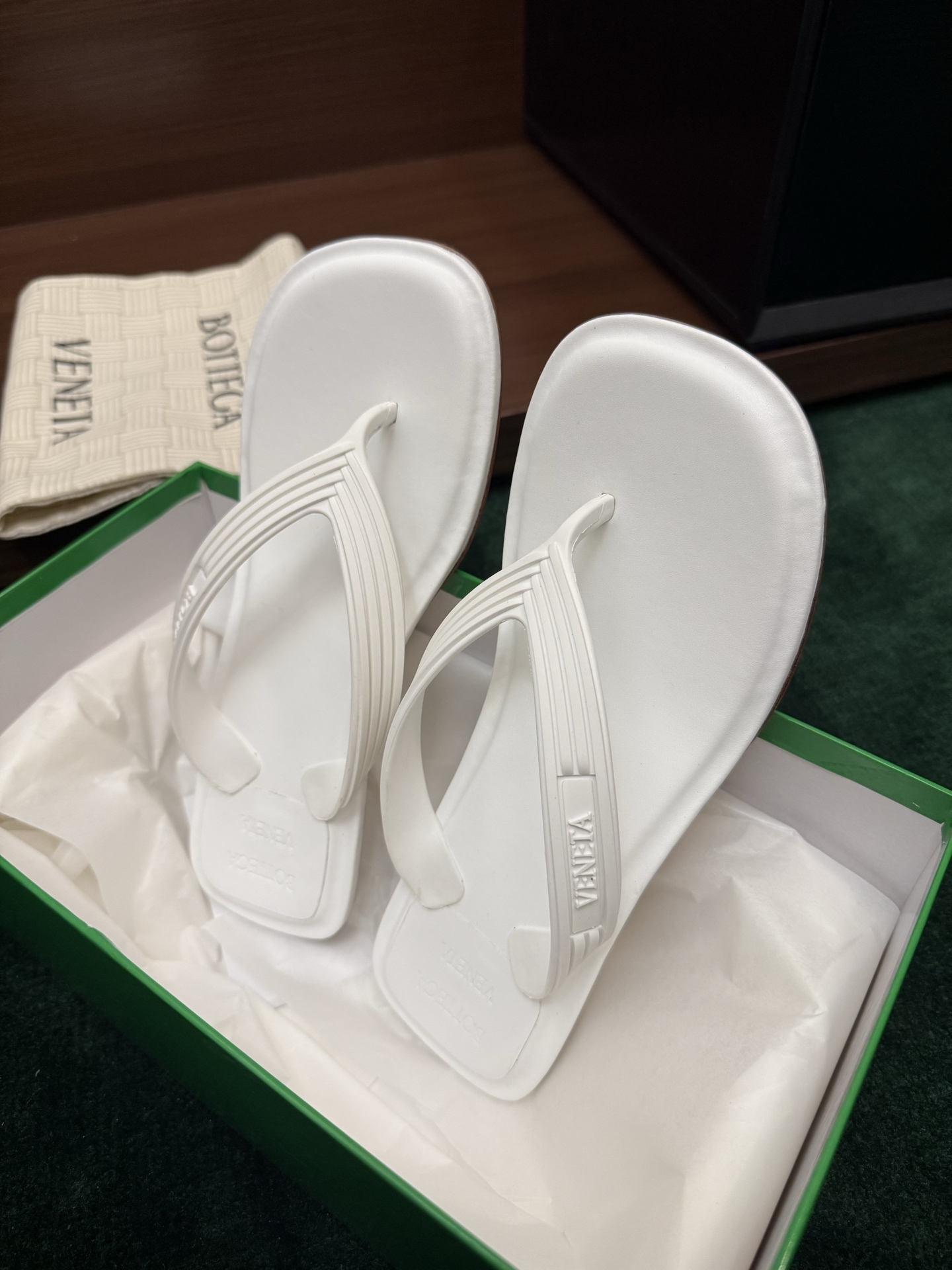 BV Embossed Thong Flat Slides