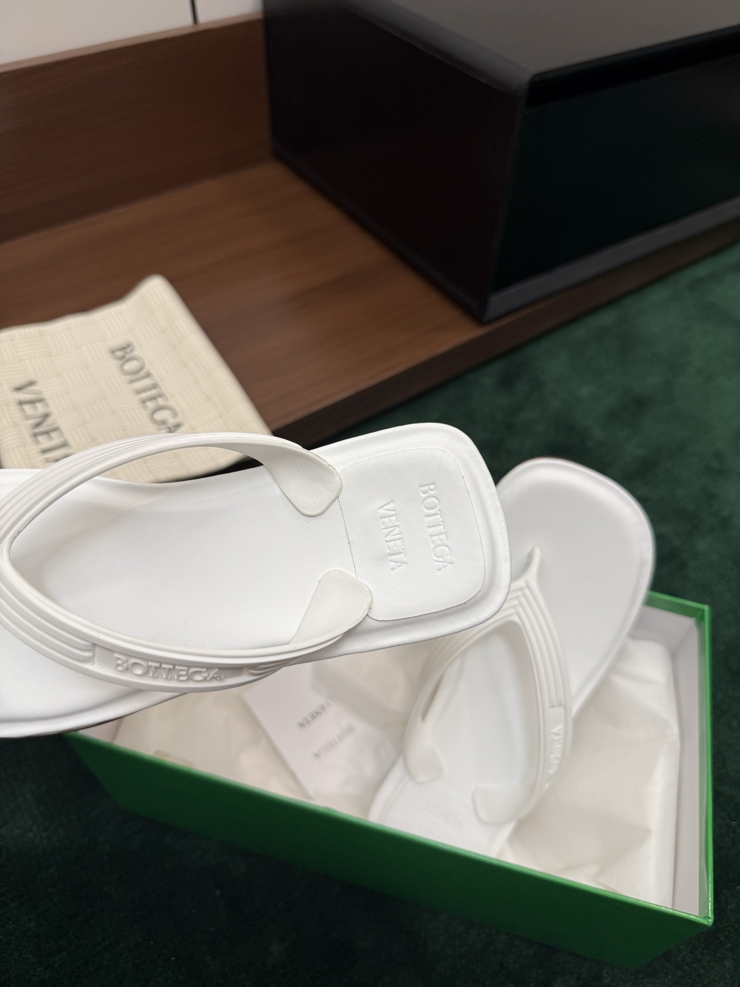 BV Embossed Thong Flat Slides